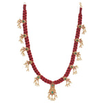 Antique Gold Plated Lalita CZ Pendant Dori Necklace Earrings Set