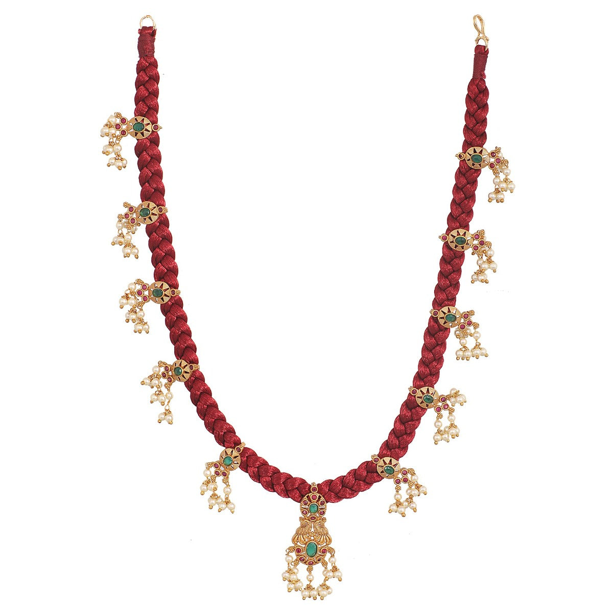 Antique Gold Plated Lalita CZ Pendant Dori Necklace Earrings Set