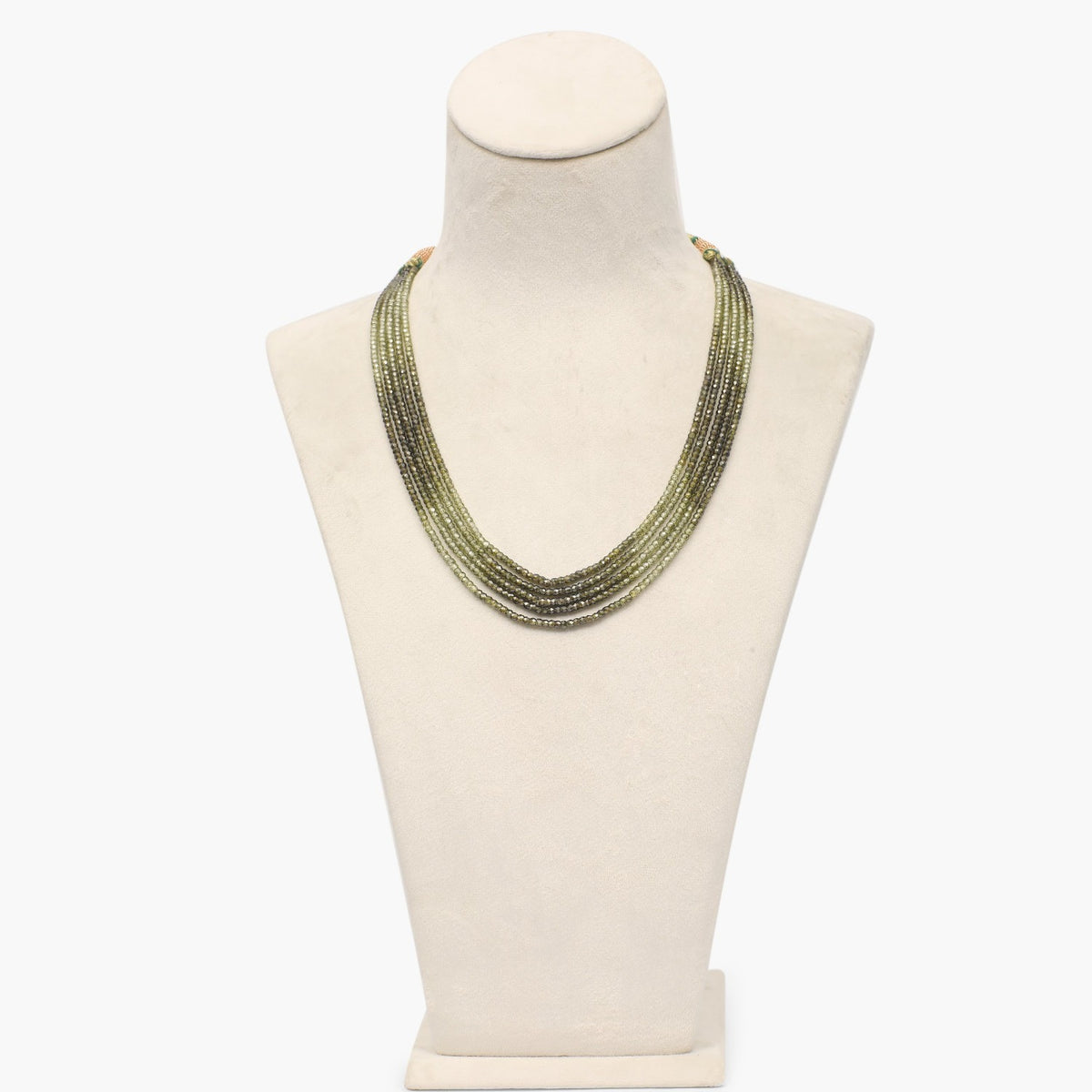 Dark Olive Cubic Zirconia Faceted Beads Necklace