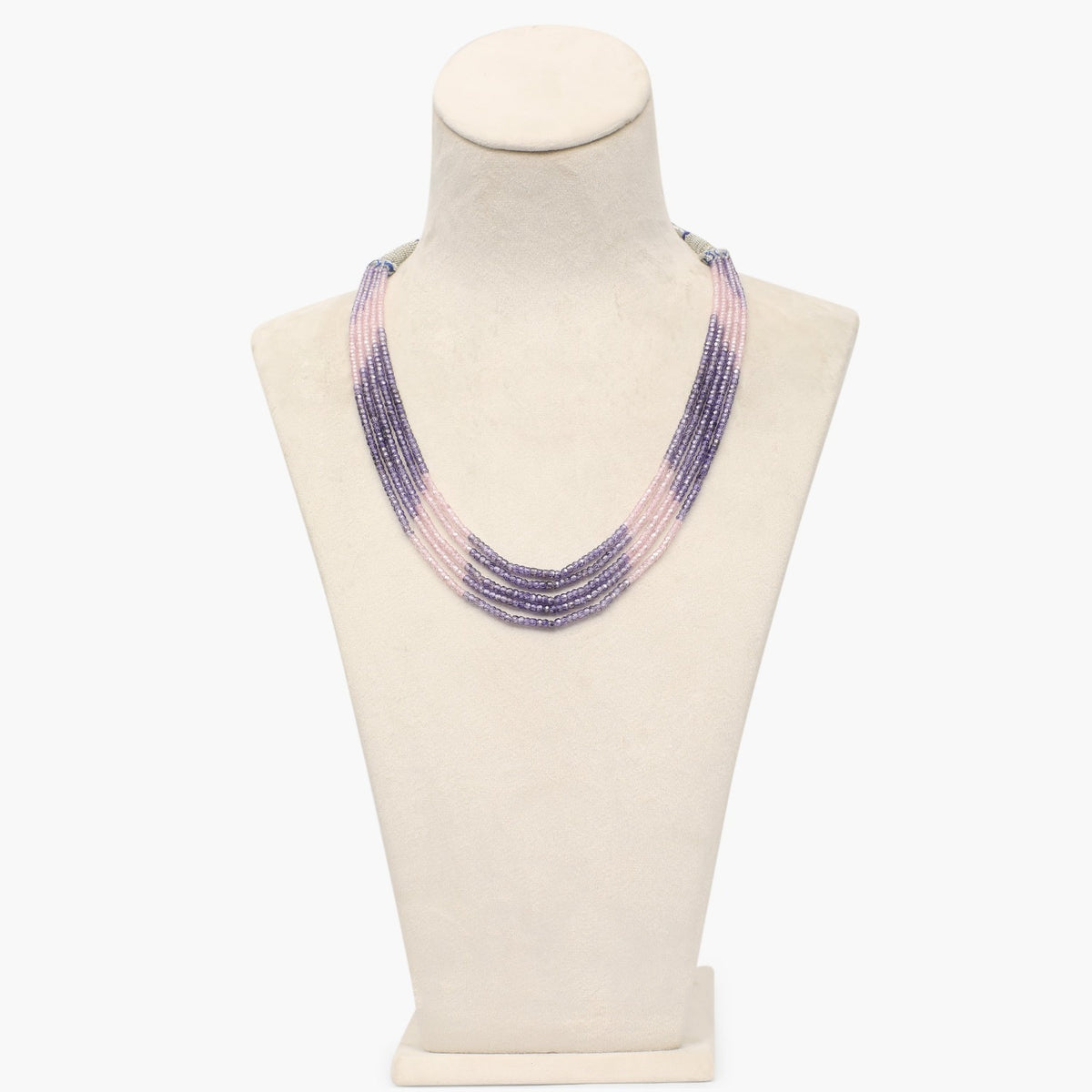 Pink and Purple shaded Faceted Cubic Zirconia Beads Necklace