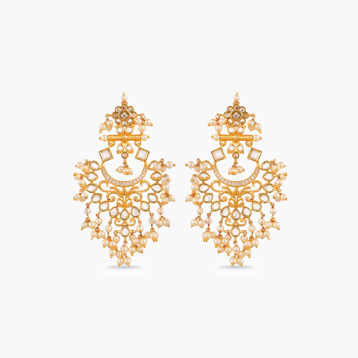 Motiya Nakshatra CZ Chandbali Earrings