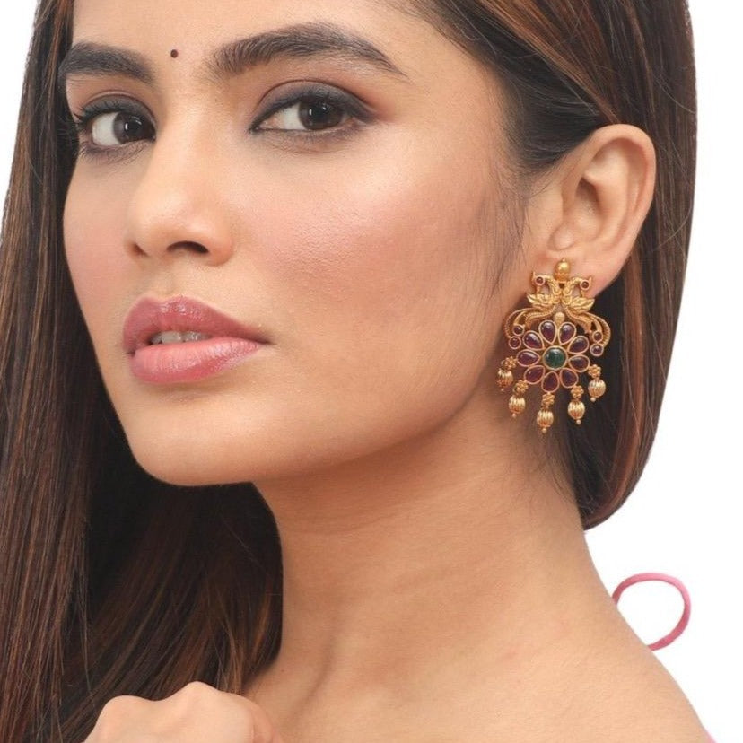 Antique Gold Plated Sania Studs Earrings