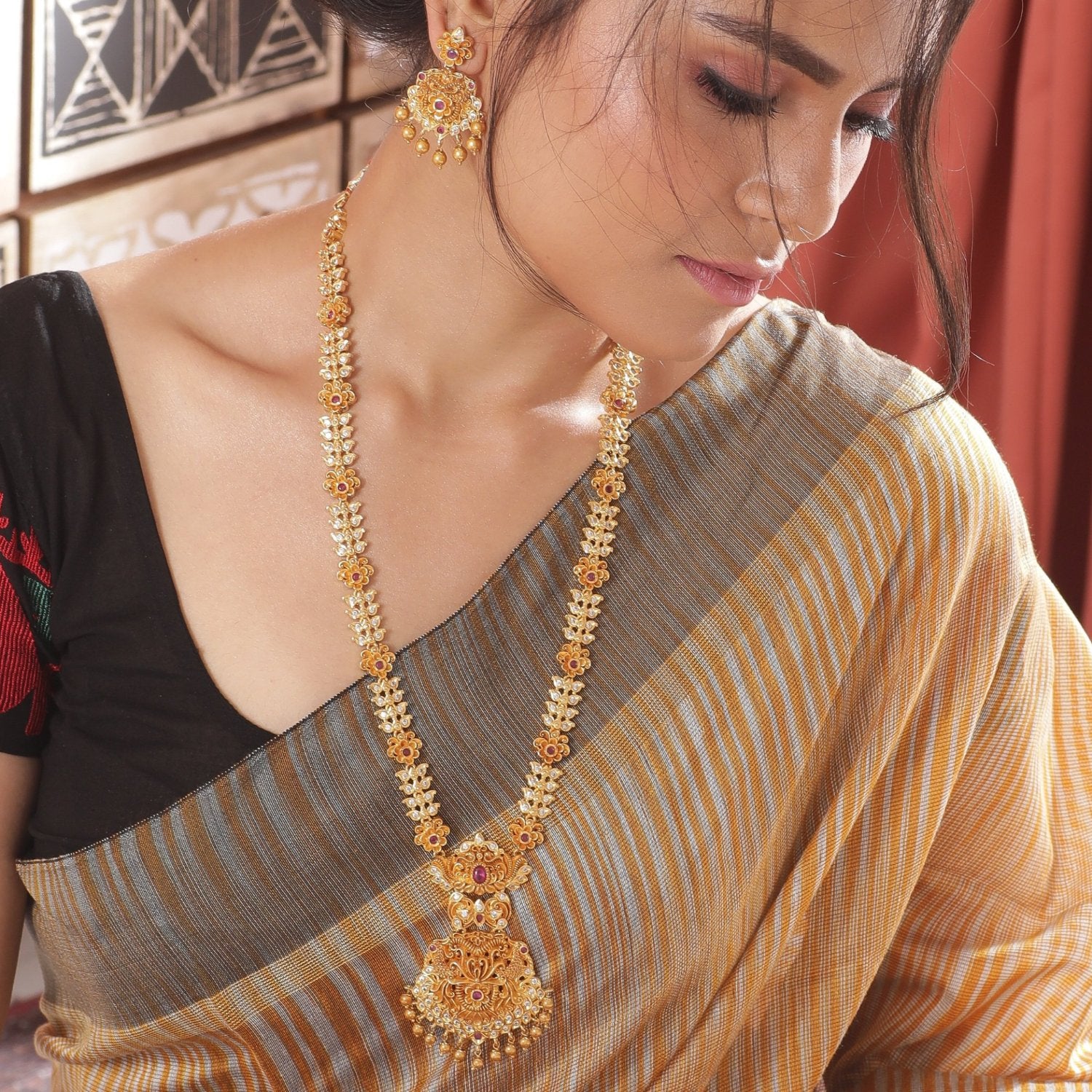Arina Nakshatra CZ Long Necklace Set
