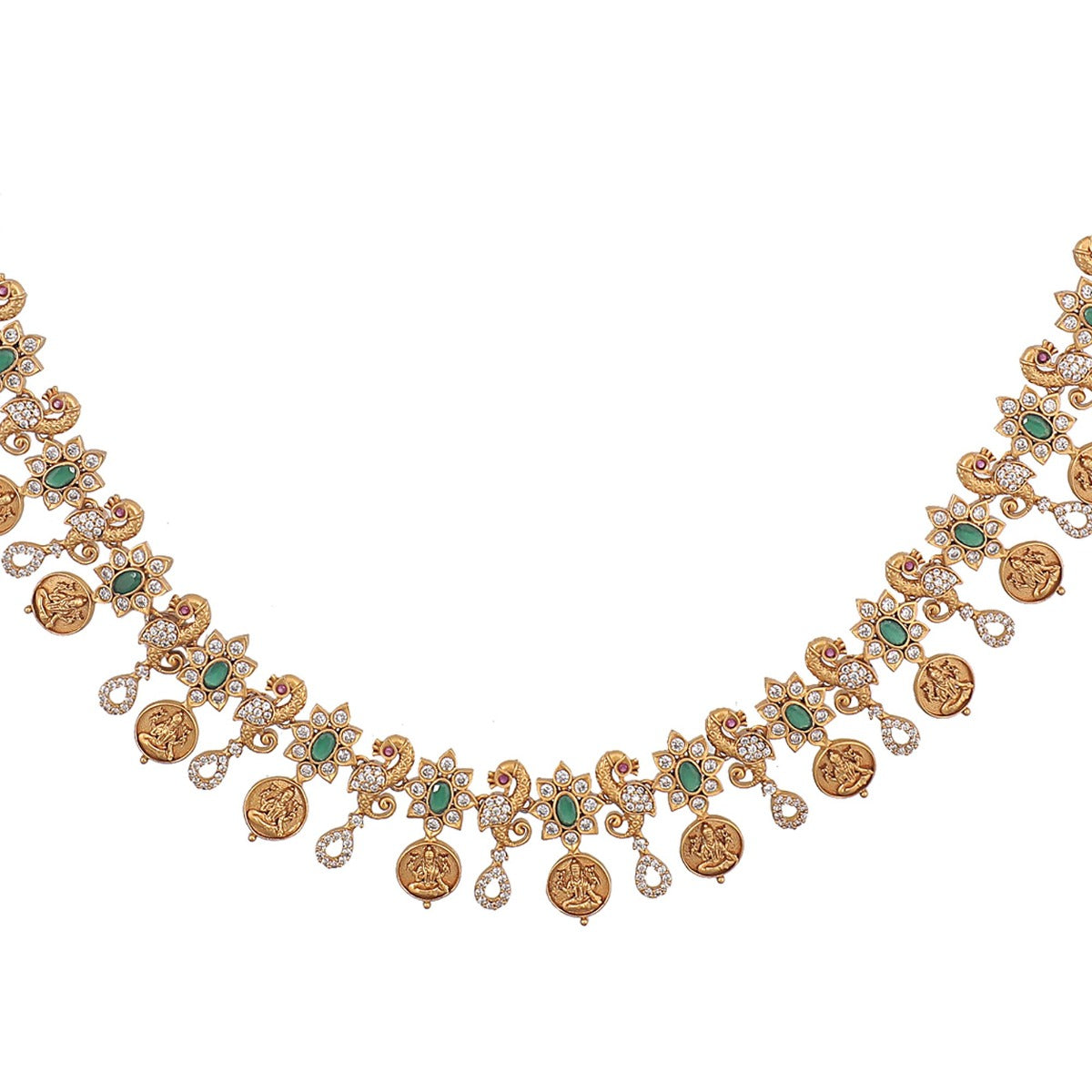 Antique Gold Plated Uzmi Long Necklace Earring Set