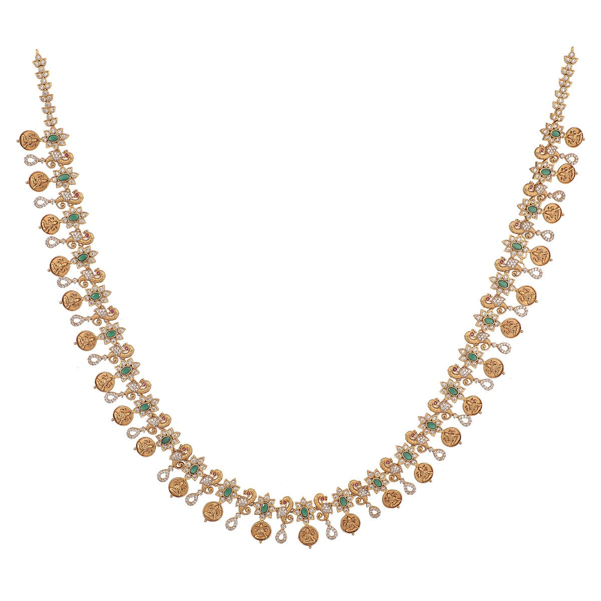 Antique Gold Plated Uzmi Long Necklace Earring Set