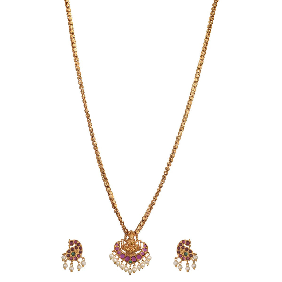 Buy Gold Polish Diamond Work Traditional Long Necklace With Earrings Online  Shopping Online From Surat Wholesale Shop