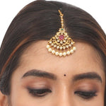 Antique Gold Plated Idris Maang Tika
