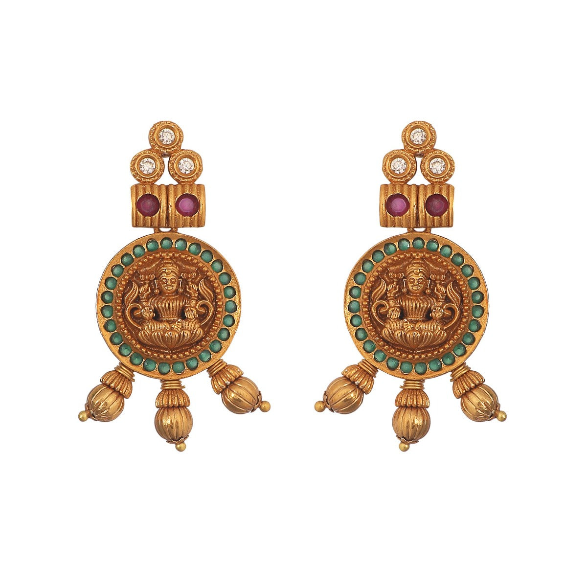 Antique Gold Plated Ambika Necklace and Earrings Set