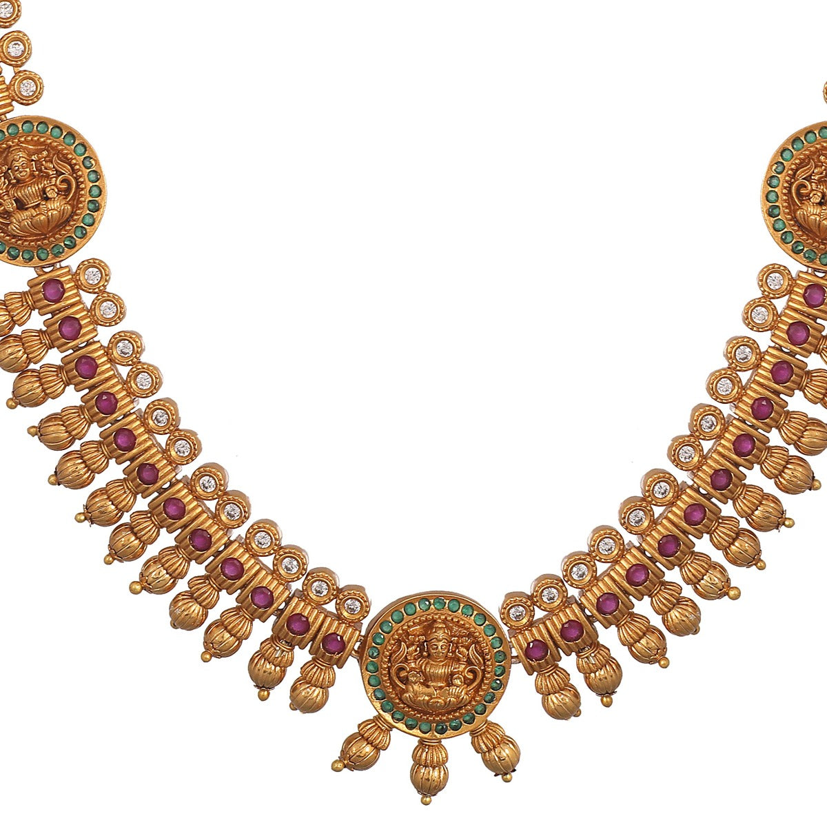 Antique Gold Plated Ambika Necklace and Earrings Set