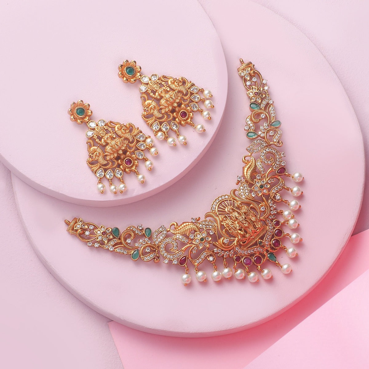 SANNIDHI Necklace Set for Women Girls Shining Jewellery Set With Earrings  Crystal Wear Rhinestone Choker Necklace
