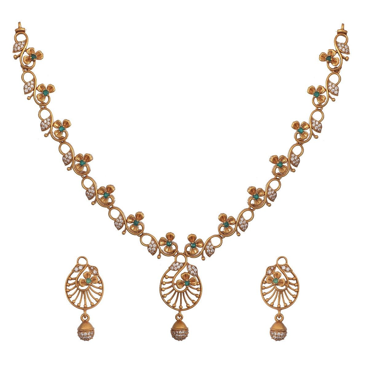 Antique Gold Plated Chiya Necklace Earring Set 