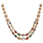 Antique Gold Plated Pahal Navaratna Necklace Earring Set 