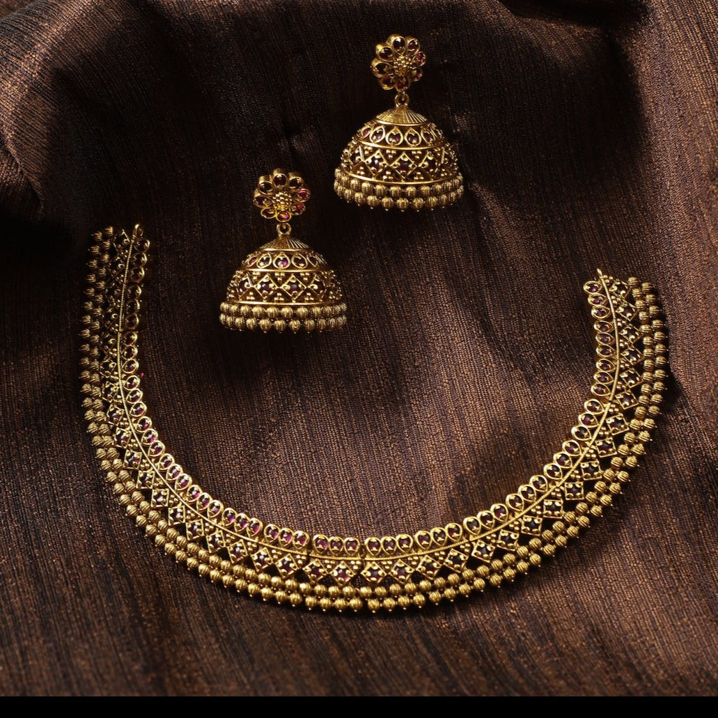 Buy Aasi Antique Necklace Set by Tarinika Indian Jewellery