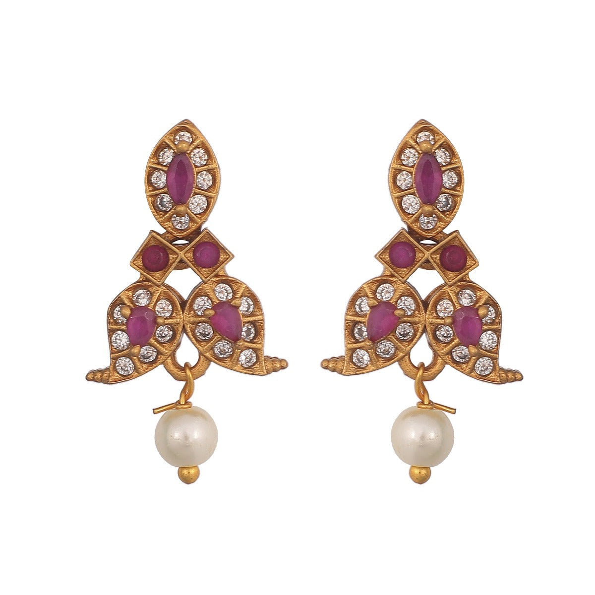 Antique Gold Plated Yutha Necklace Earring Set 