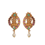 Antique Gold Plated Jivika CZ Pendant Earrings Set
