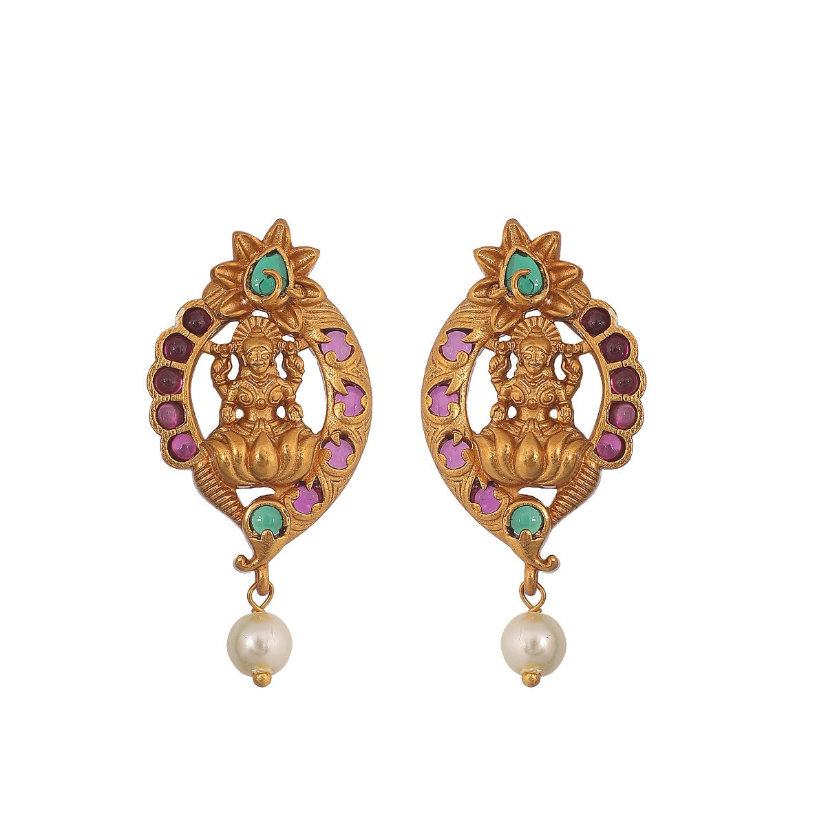 Antique Gold Plated Jivika CZ Pendant Earrings Set