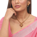 Antique Gold Plated Jivika CZ Pendant Earrings Set