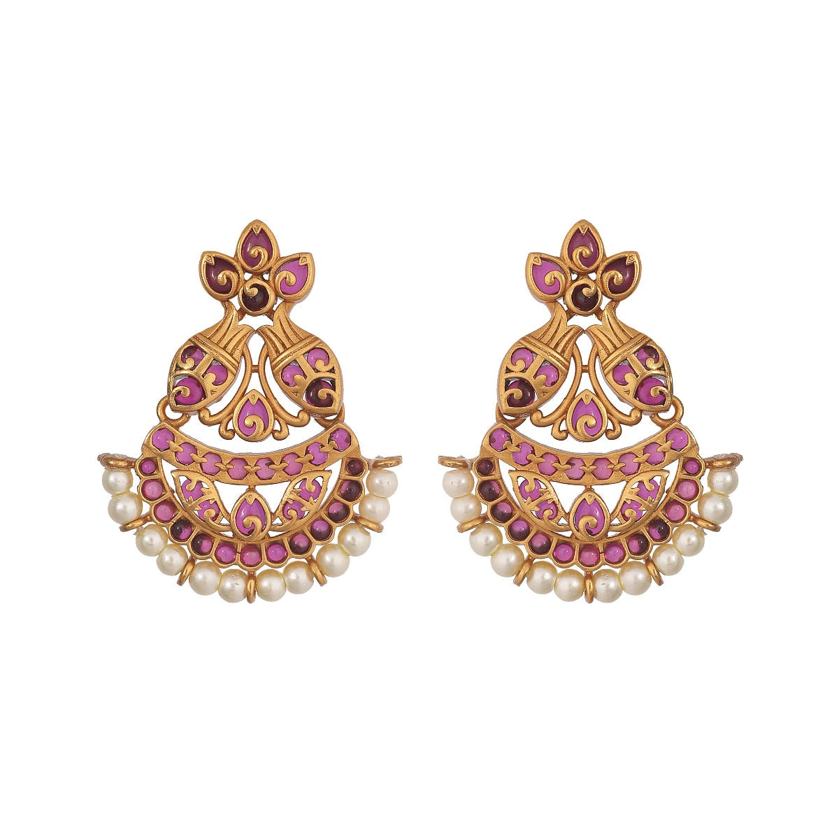 Antique Gold Plated Saher Pendant Earring Set 
