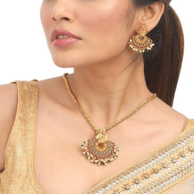 Golden Brass Priyaai Gold Plated American Diamond Pendant & Earring Set,  Size: One Size at Rs 397/set in Gurgaon