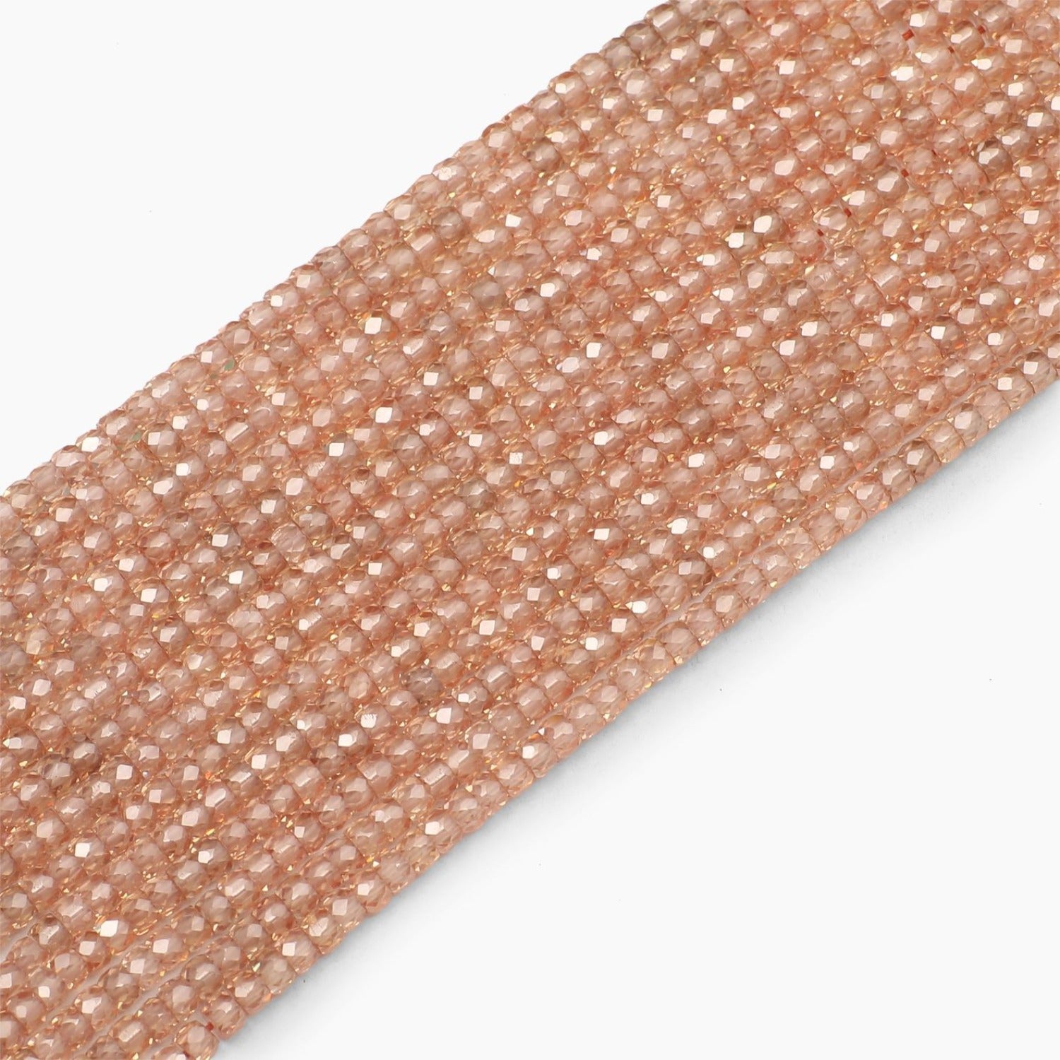 Light Champagne Faceted Cubic Zirconia Beads- Sold Per Strand