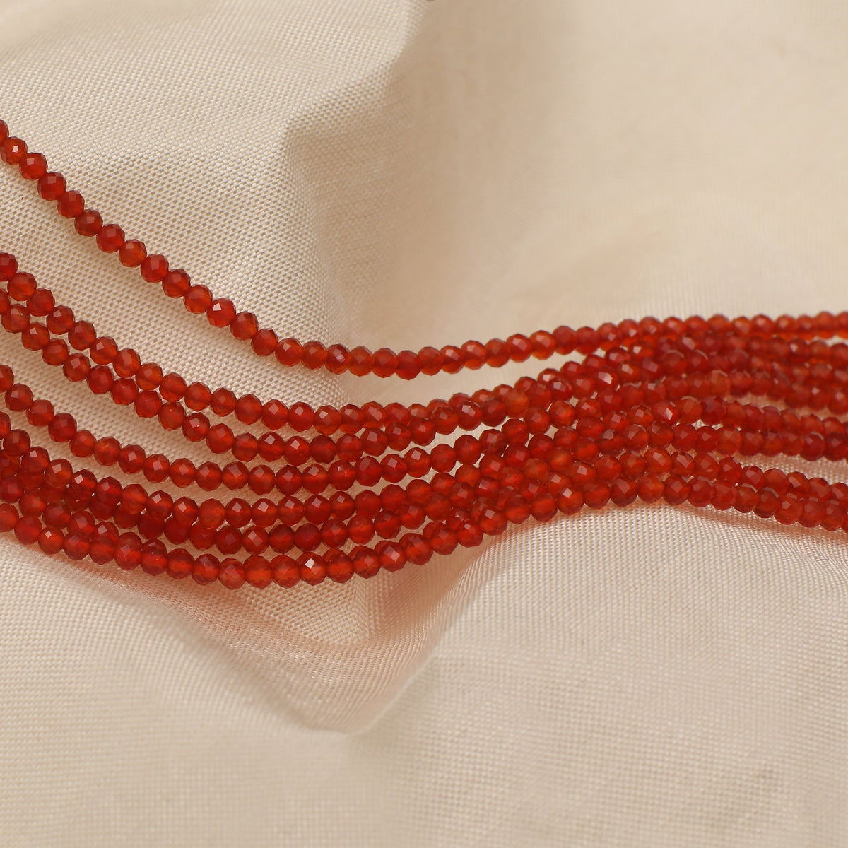Red Onyx Diamond Cutting Beads-Sold Per Strand
