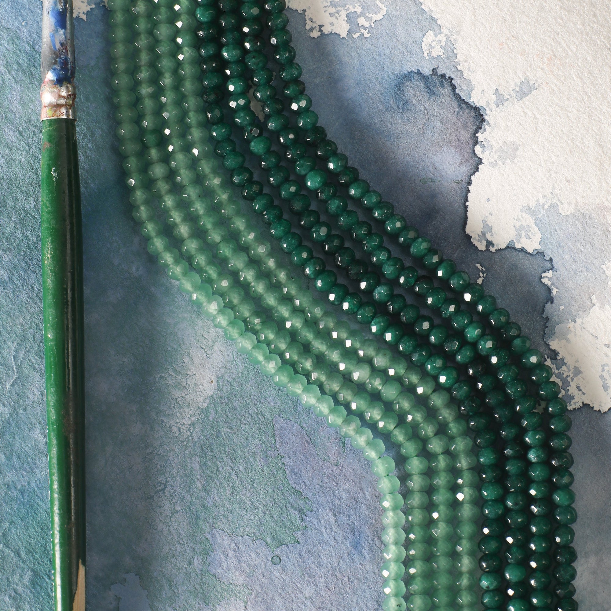 Dark Green opaque Jade Quartz Dyde Button Beads 2/4mm