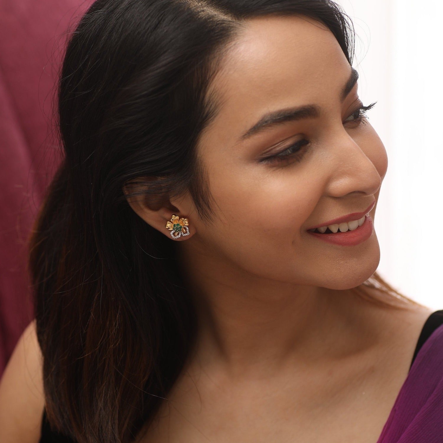 Shop Tarinika's Hibiscus Stud Earrings Indian Jewelry Online