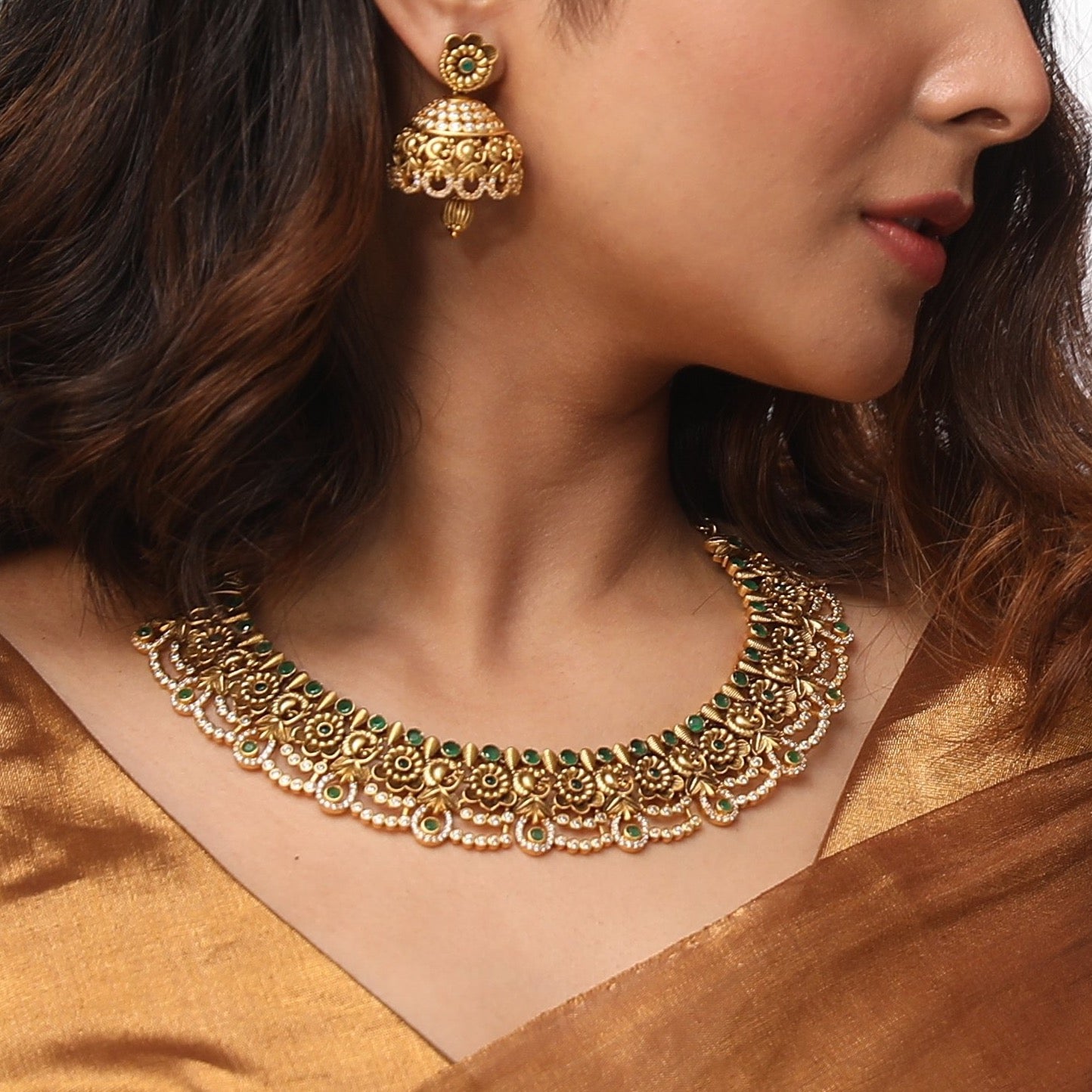 Buy Peacock Floral Antique Necklace Set Tarinika India