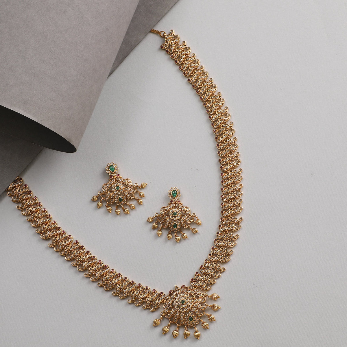 Dashinima Antique CZ Long Necklace Set