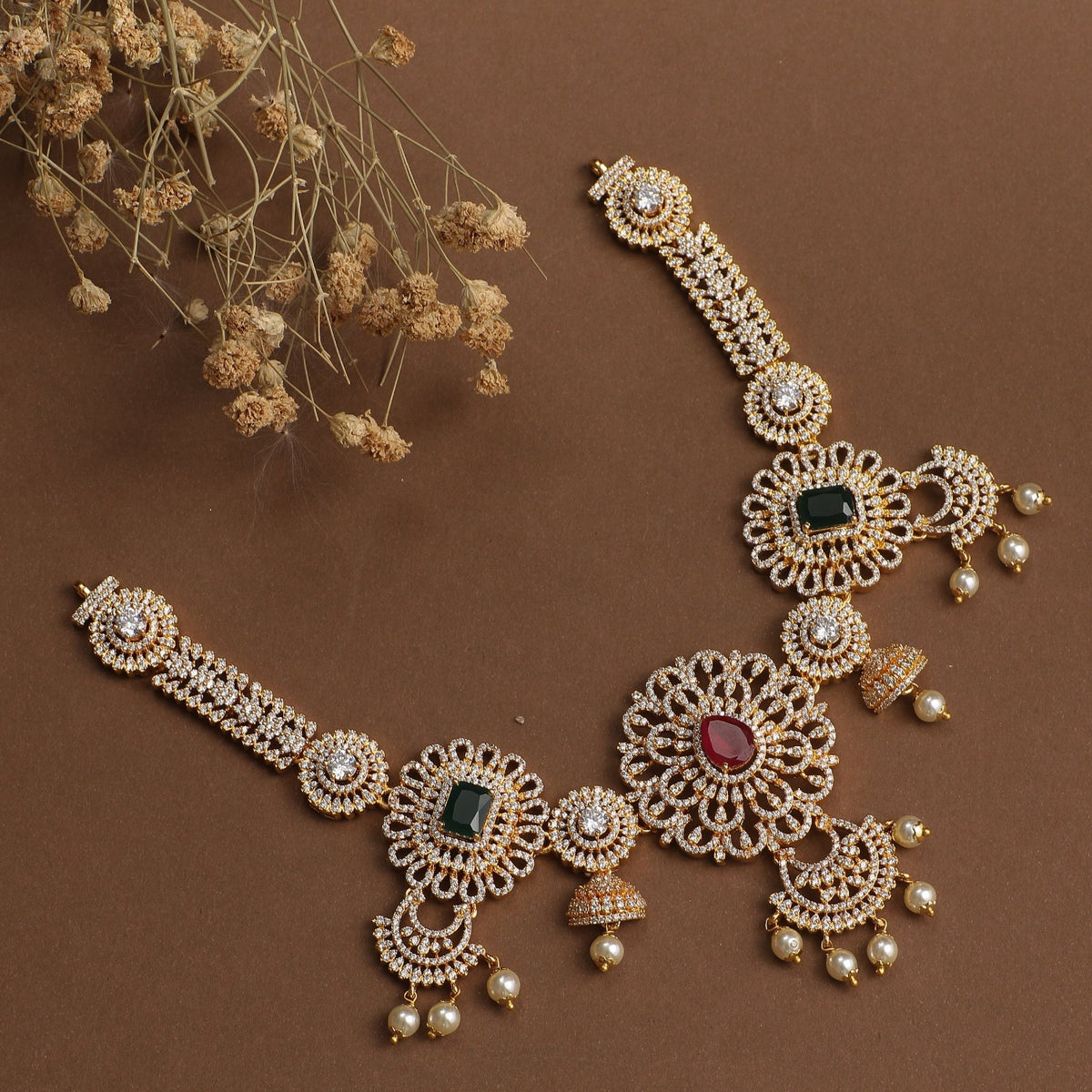 Ravindra Delicate CZ Necklace Set