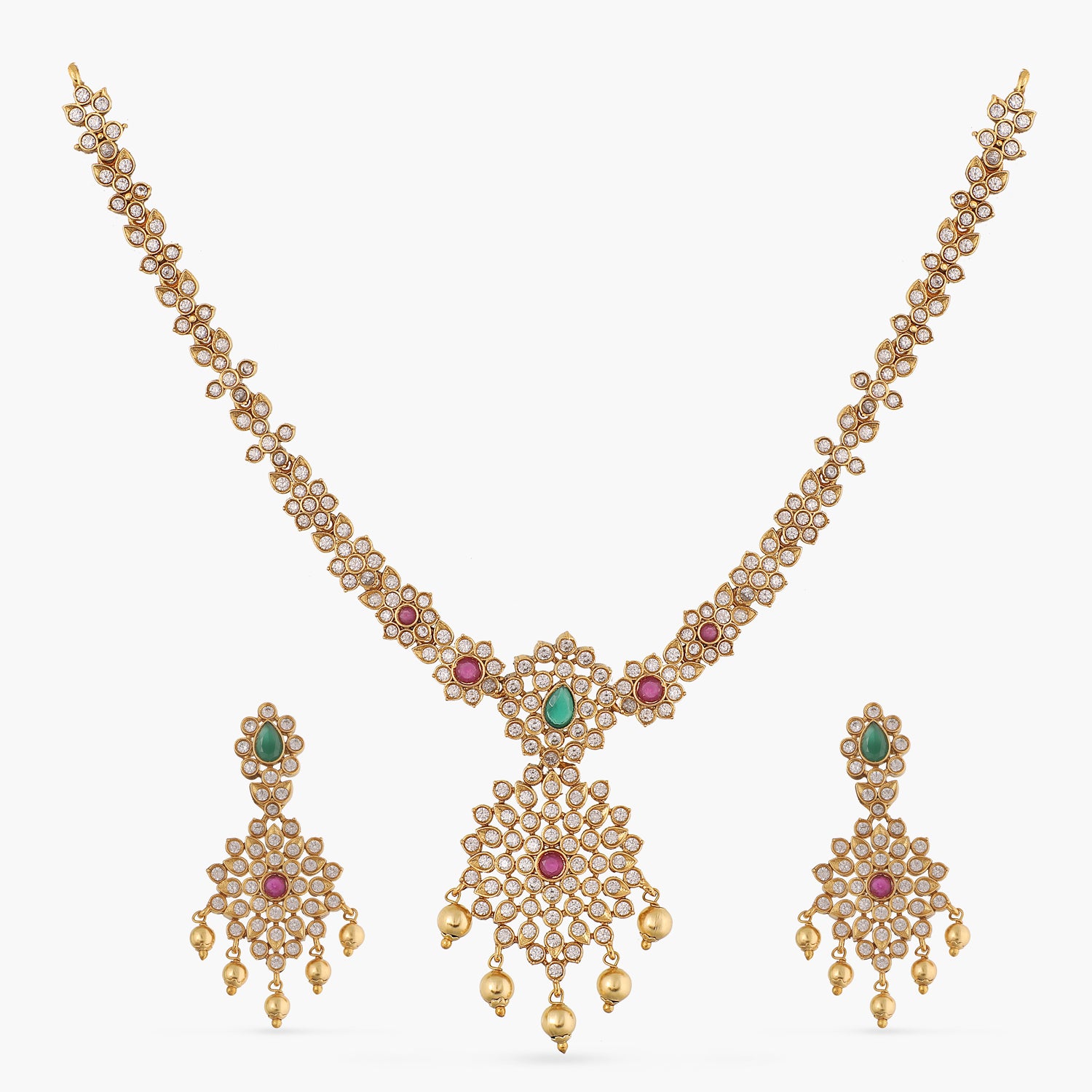 Beautiful CZ Stones Necklace Set - South Indian Jewellery | Gold jewellery  design necklaces, Gold jewelry fashion, Cz stone necklace