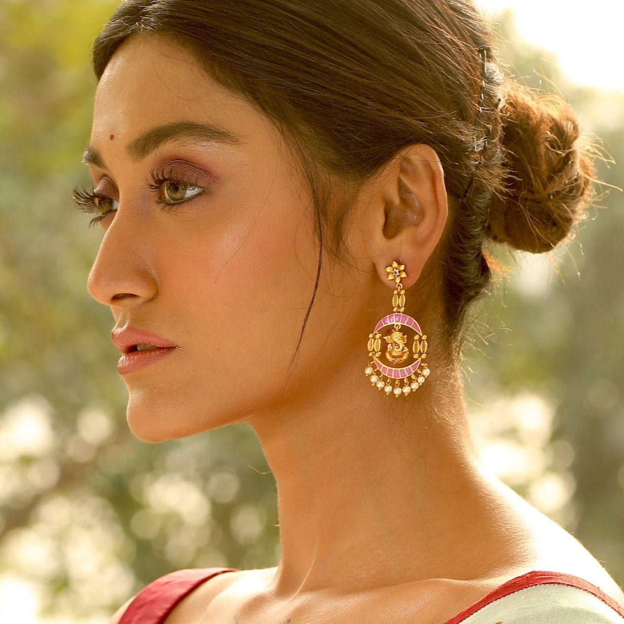 Beautiful Ganesha Enamel Antique Earrings 
