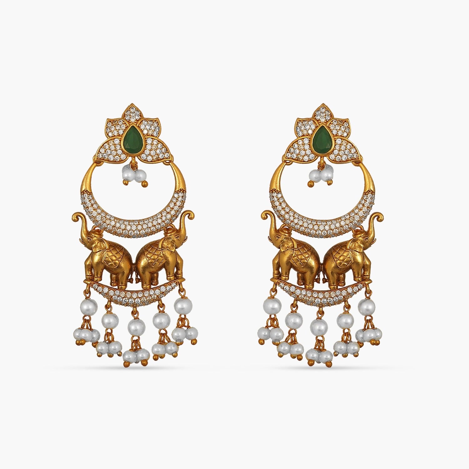 Elephants and Pearls Antique Earrings 