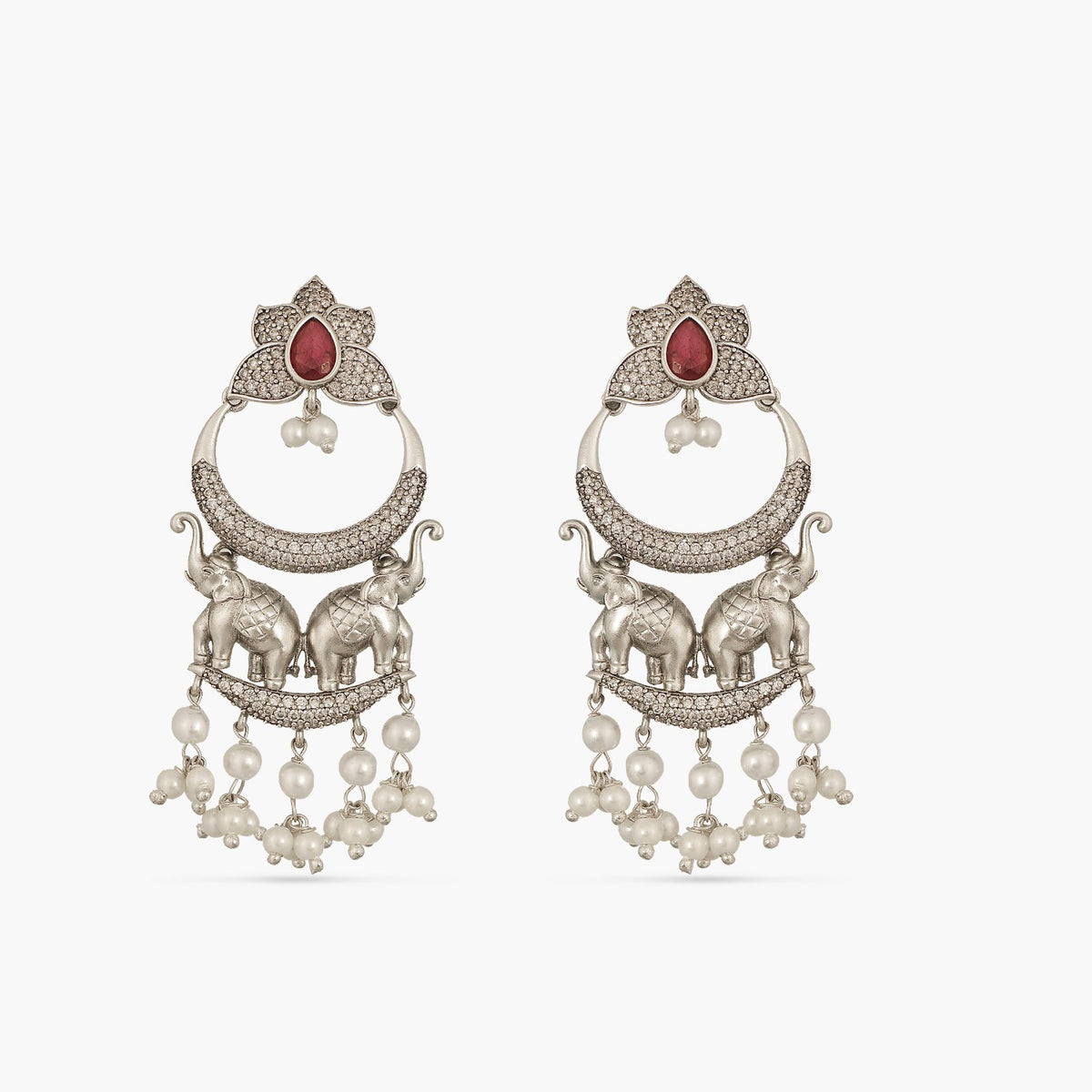 Elephants and Pearls Antique Earrings 
