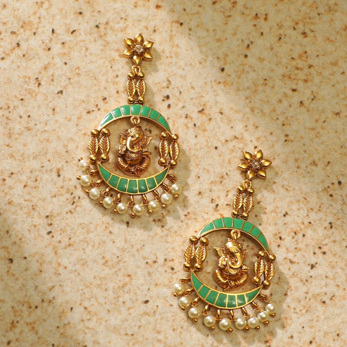 Beautiful Ganesha Enamel Antique Earrings