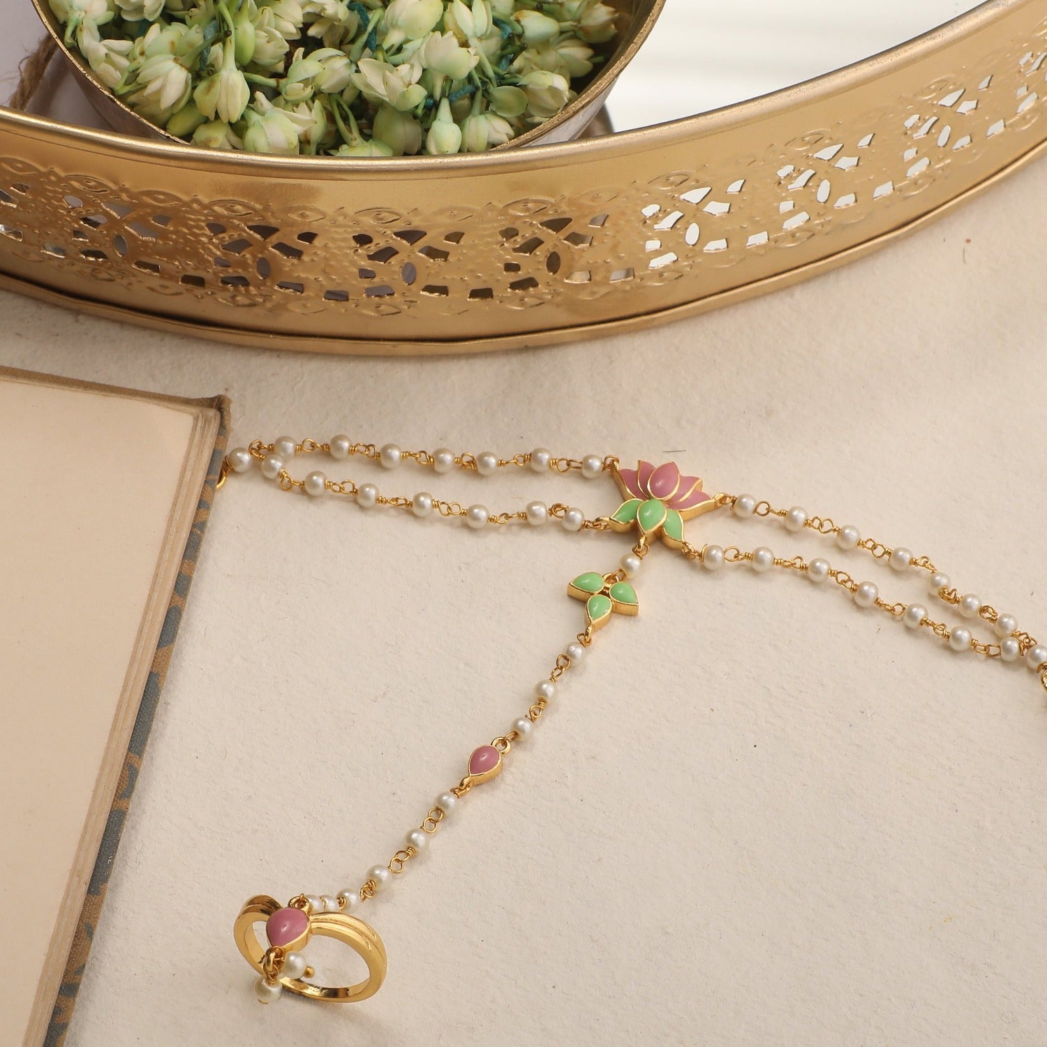 Buy Zaveri Pearls Green Stones & Kundan Traditional Ring Bracelet -  ZPFK8719 Online