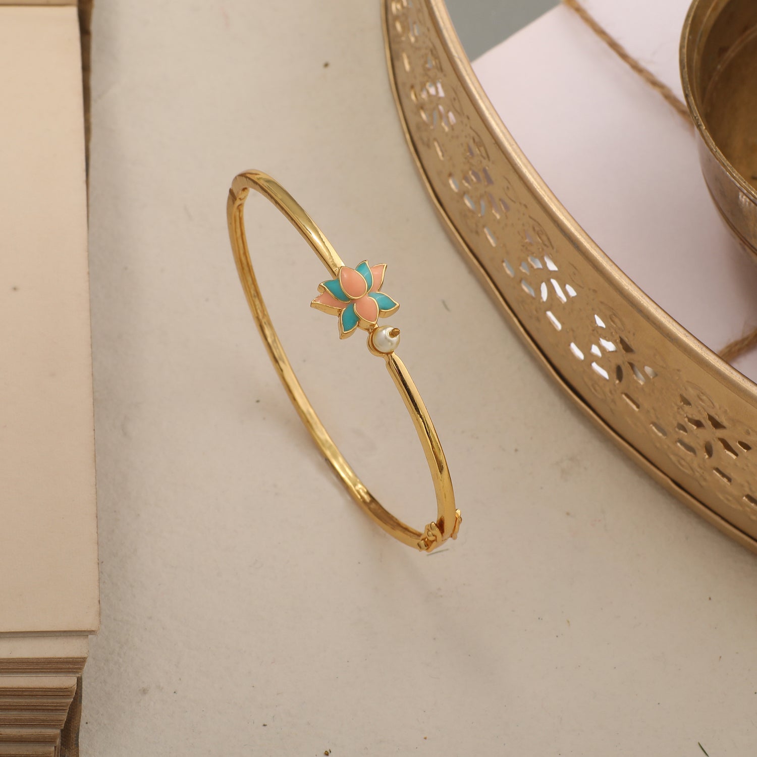 Jalaja Single Lotus Pearl Bracelet 