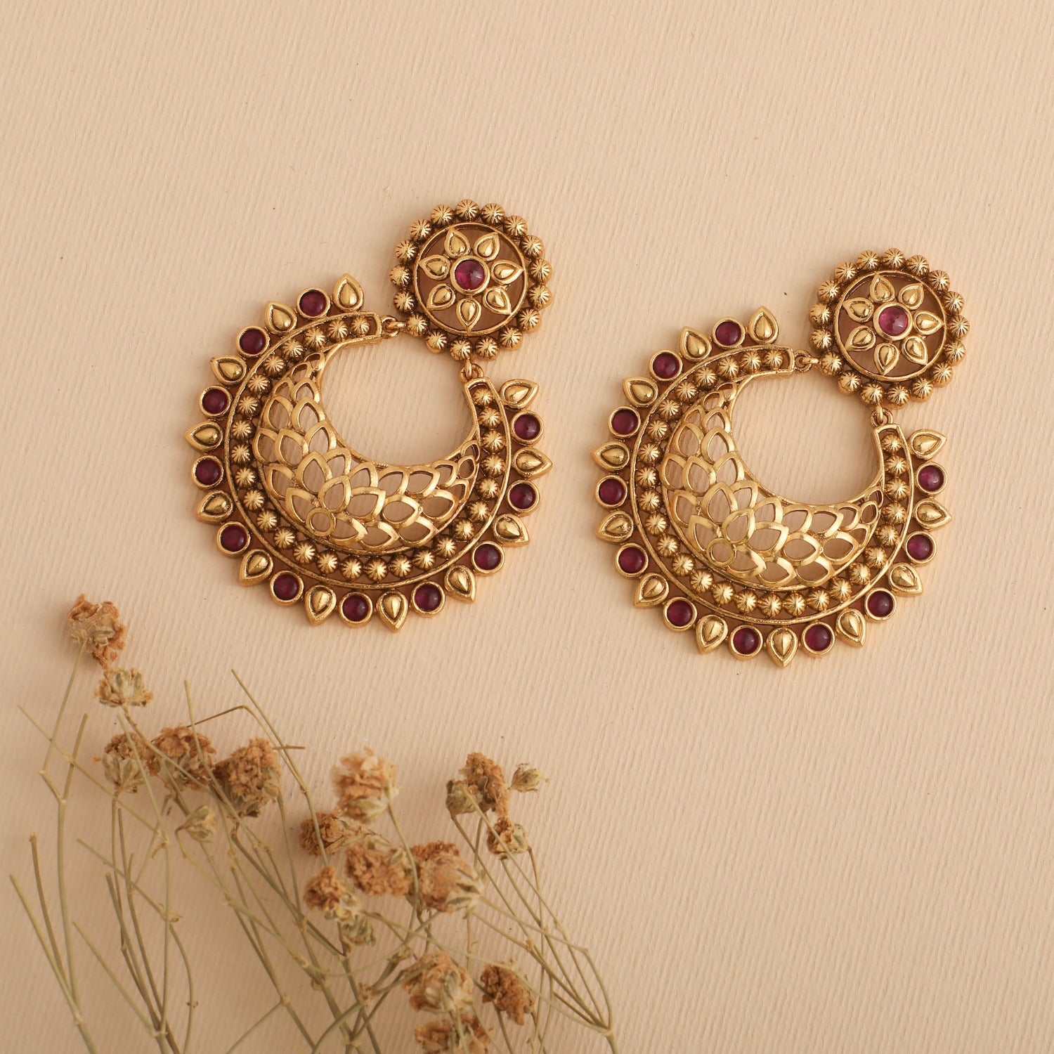 Chandbali Earrings Old Gold Earring Designs Buy Leafy Antique