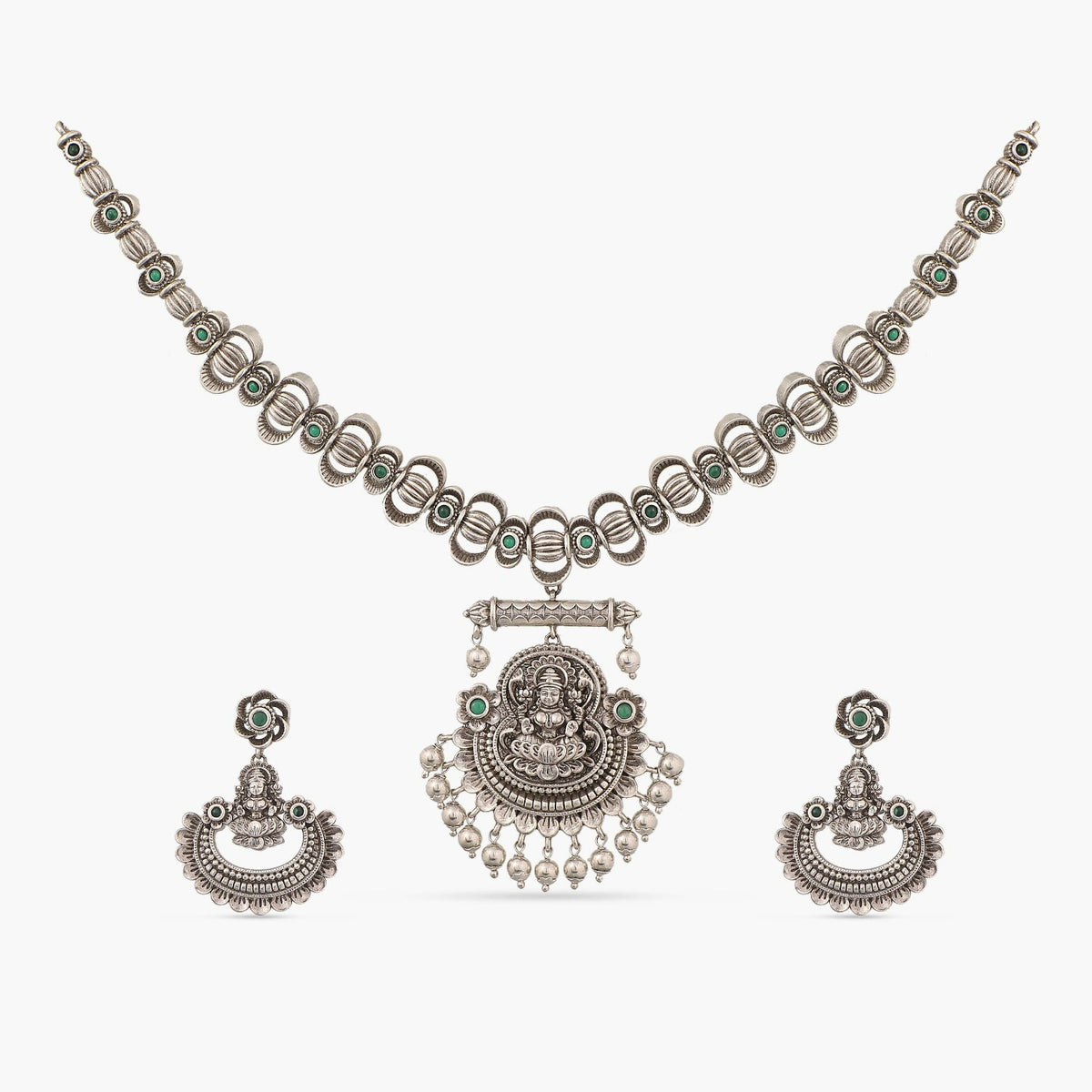 Maati Temple Antique Oxidized Statement Necklace Set