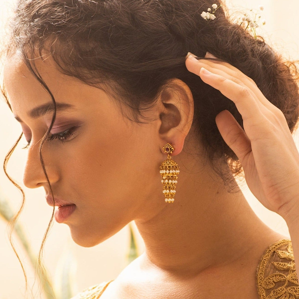 Nivara Four Layer Jhumka Earrings