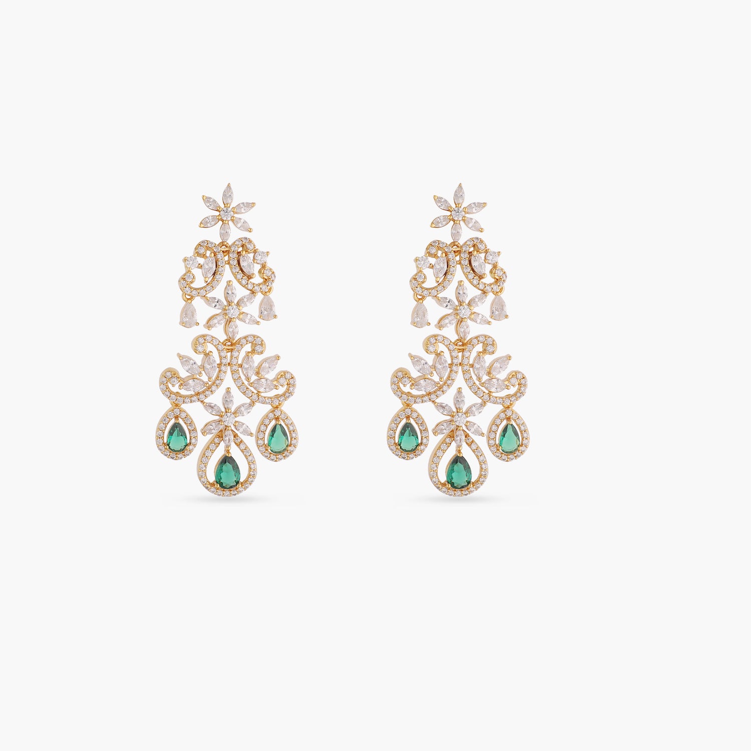 Buy Deep and Mint Green Gold Plated Kundan Earrings In Silver Alloy