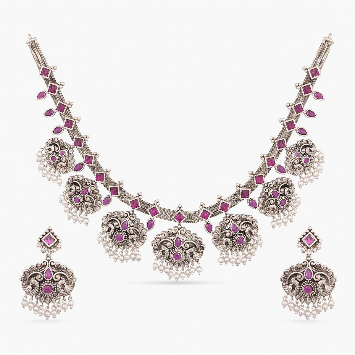 Mura Antique Oxidized Necklace Set