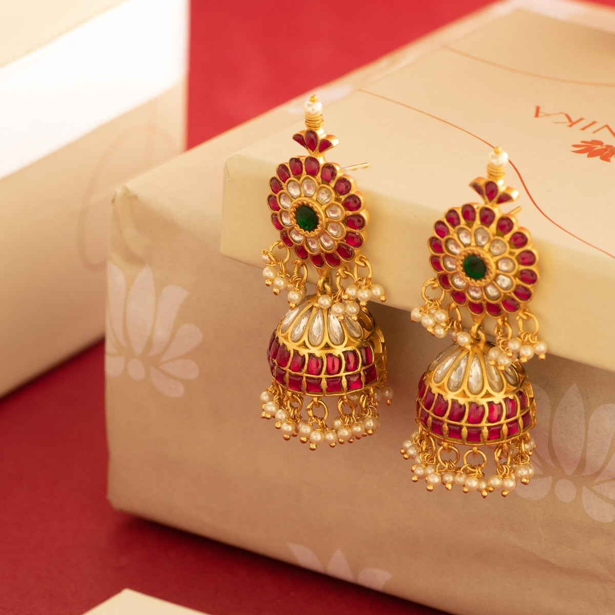 Sriya Kempu Jadau Jhumka Earrings