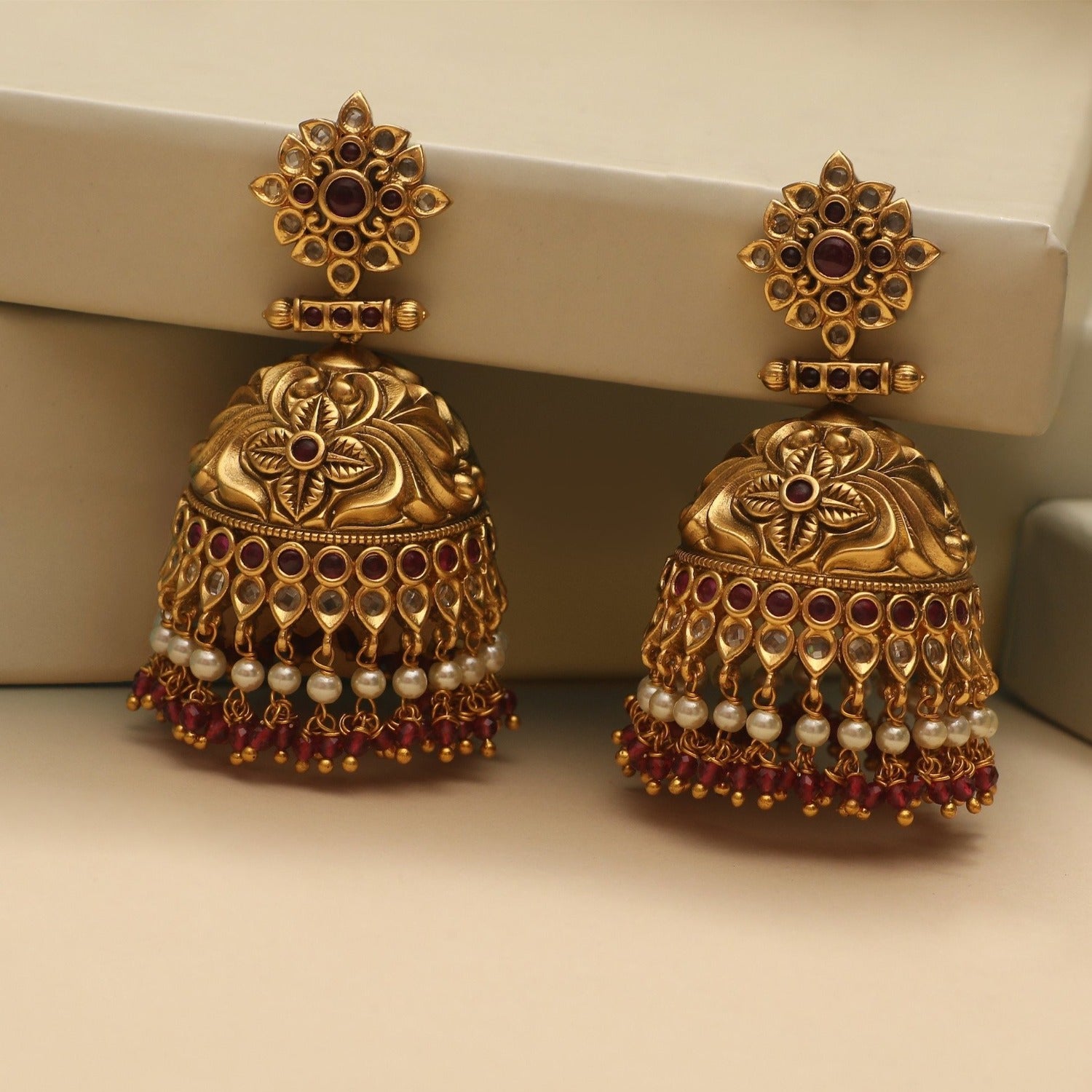Buy Tarinika's Gargi Antique Jhumki Earrings Indian Jewellery