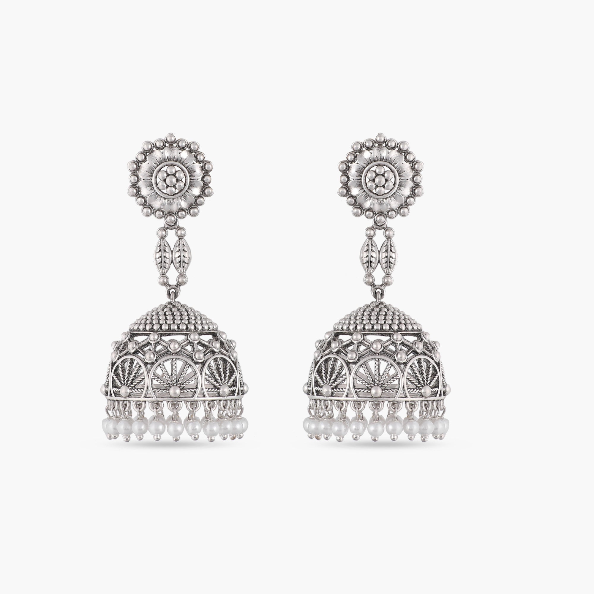 Buy Pusp Antique Silver Jhumka Earrings Tarinika Tarinika India