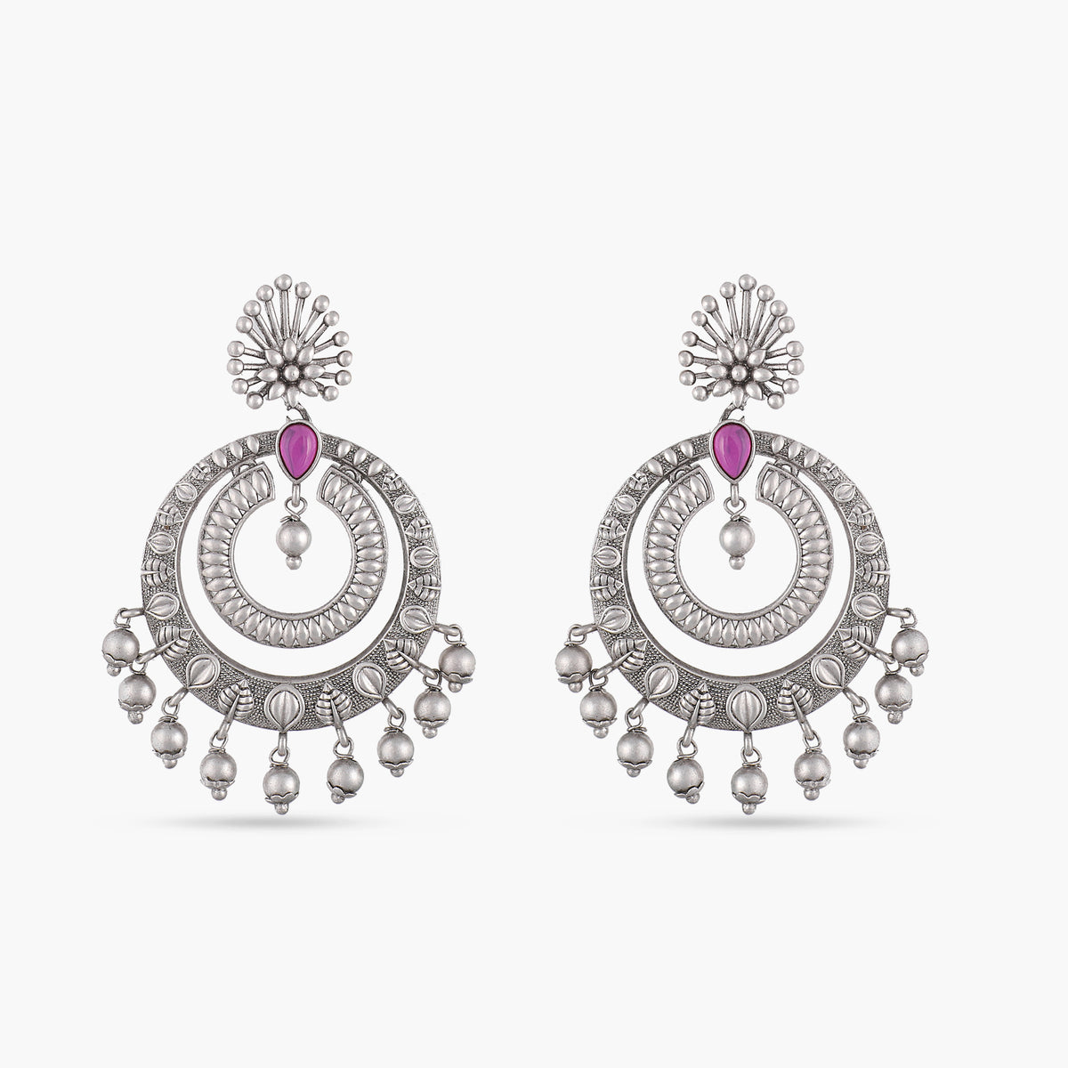 Kalpa Antique Silver Chandbali Earrings