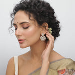 Maati Floral Antique Oxidized Chandbali Earrings