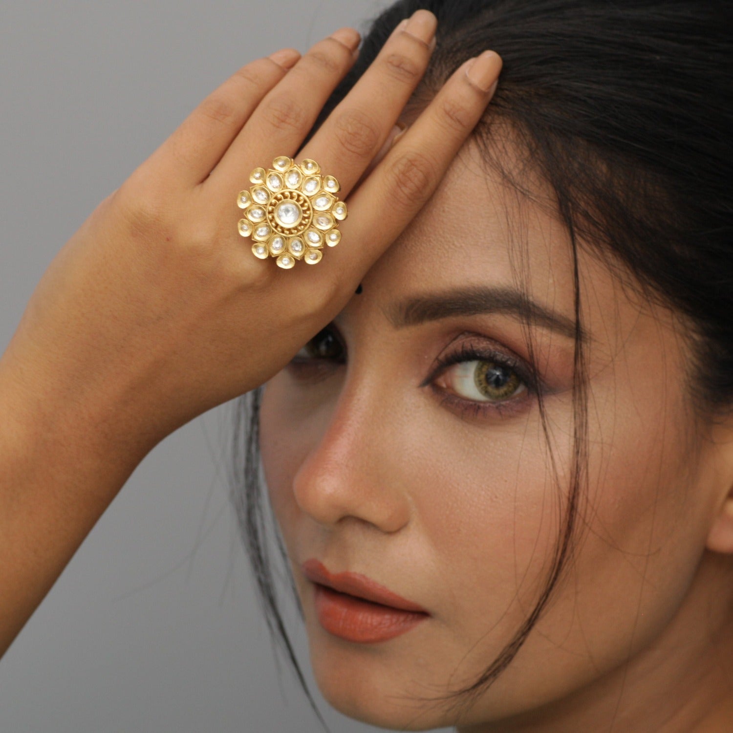 Efulgenz Indian Jewelry Antique Round Faux Pearl Crystal Kundan Bollywood  Adjustable Big Ring Finger for Women, Purple - Walmart.com