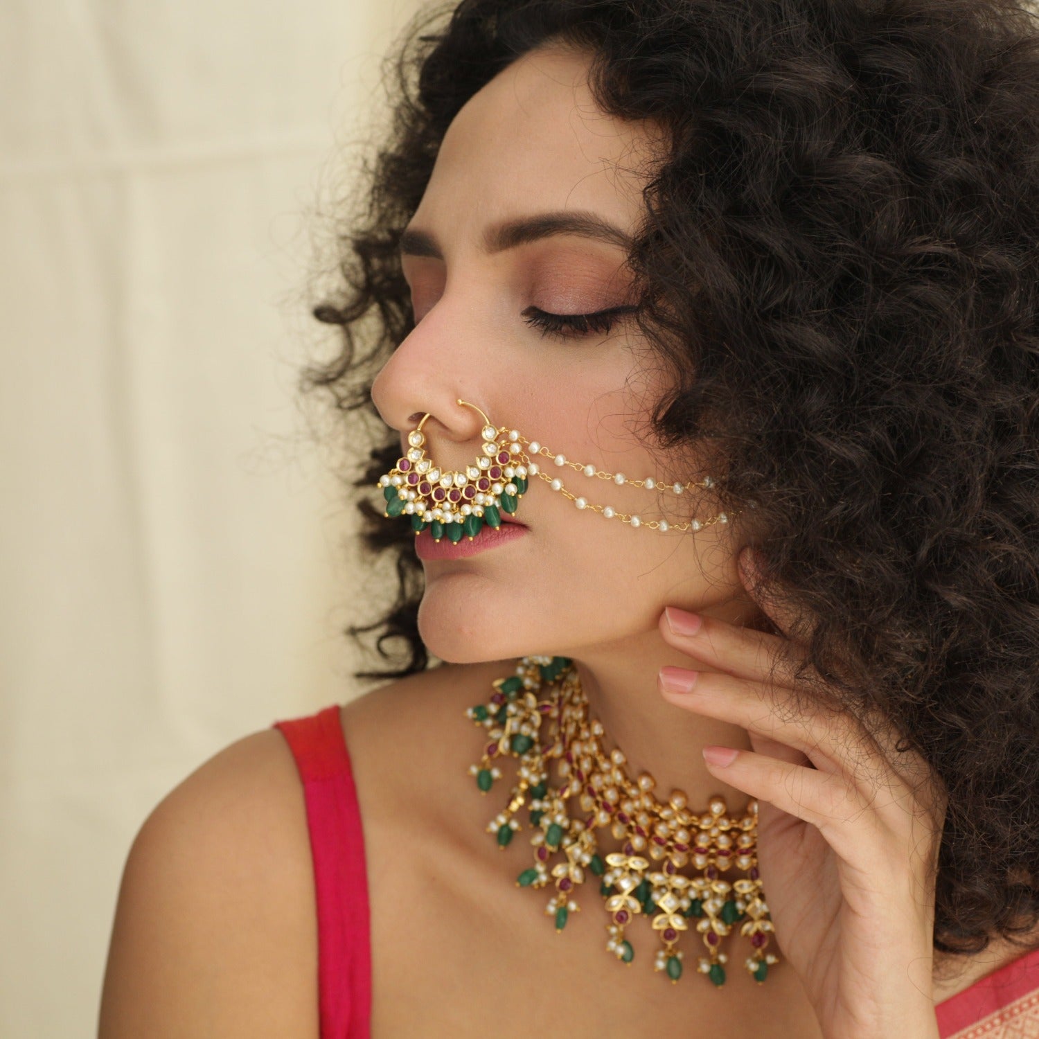 Gold Lighting with Crown Nose Ring – Indian Goddess Boutique llc