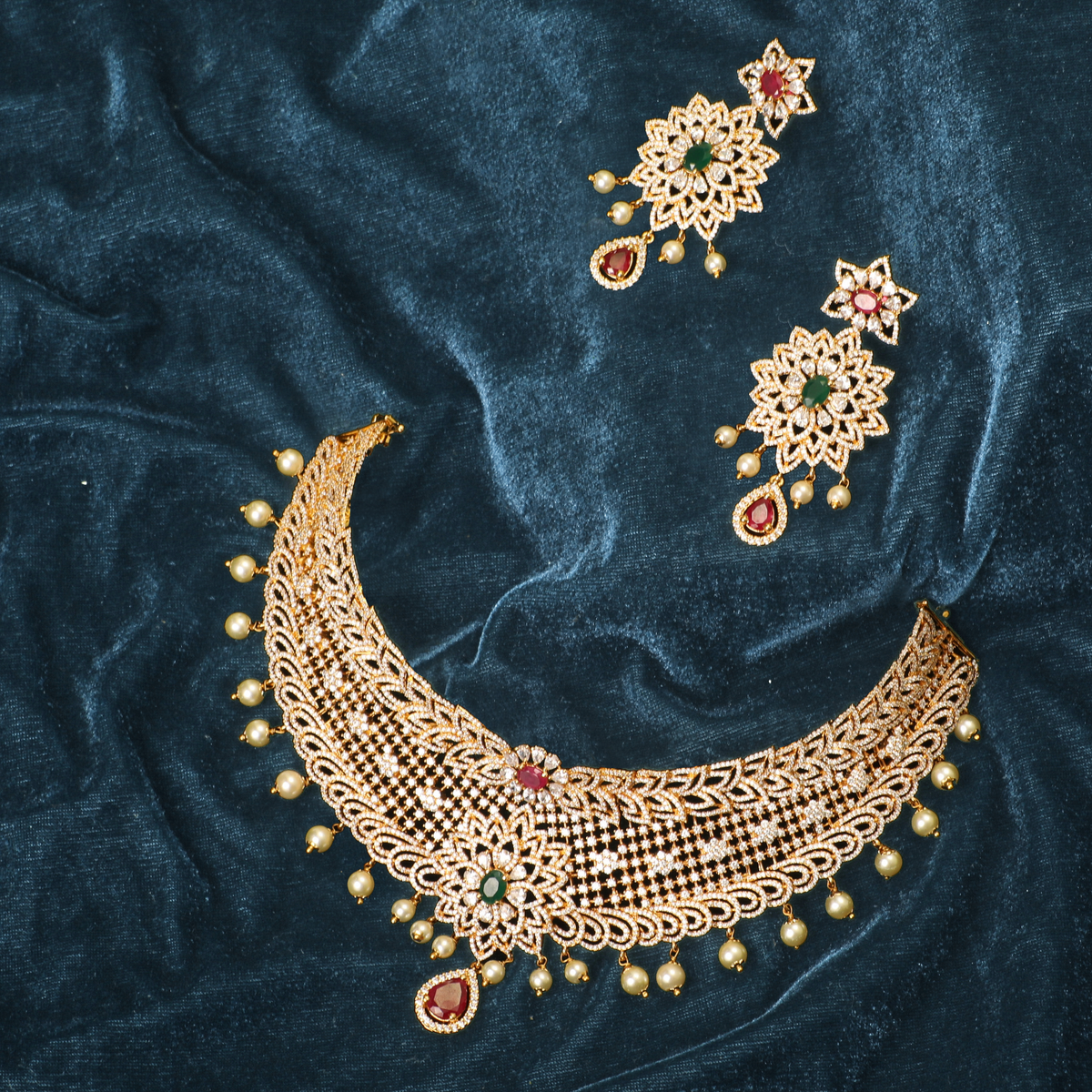 Jessa Nakshatra CZ Grand Choker Set